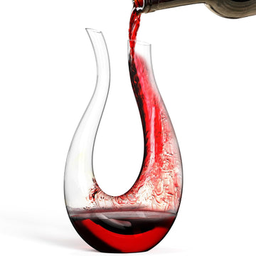 Hand-Blown Lead-Free Crystal Glass Wine Decanter - 750 ml Swan-Neck U-Shape Aerator | Fathers Day Gift, Drip-Free
