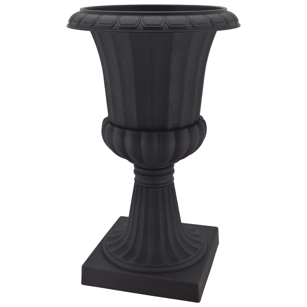 Plastic Garden Pedestal Urn, Set of 2 Classic Decorative Garden Pot Planter for Indoor and Outdoor Plants, 10" x 17"
