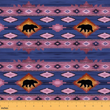 Bear Fabric by The Yard Southwes Geometric Upholstery Fabric for Chairs Hunting Soft Flannel Indoor Decor for DIY