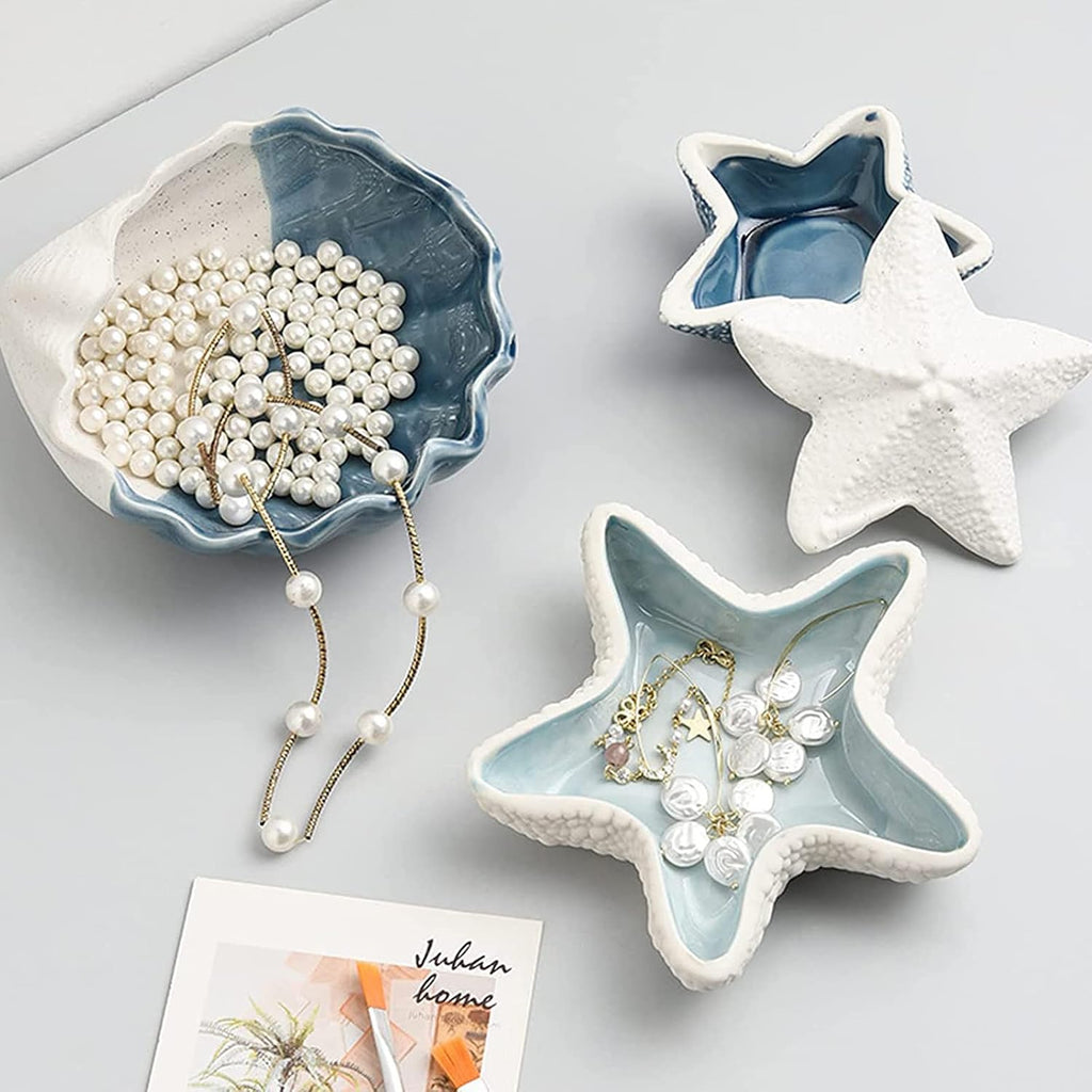 Starfish Ceramic Jewelry Dish Tray, Ring Holder and Trinket Tray for Rings
