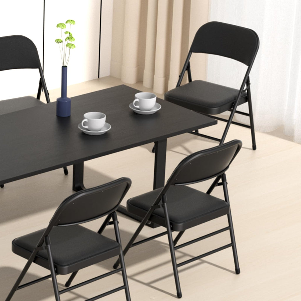 20 Pack Padded Folding Chairs with Fabric Cushion and Back, Charcoal Black