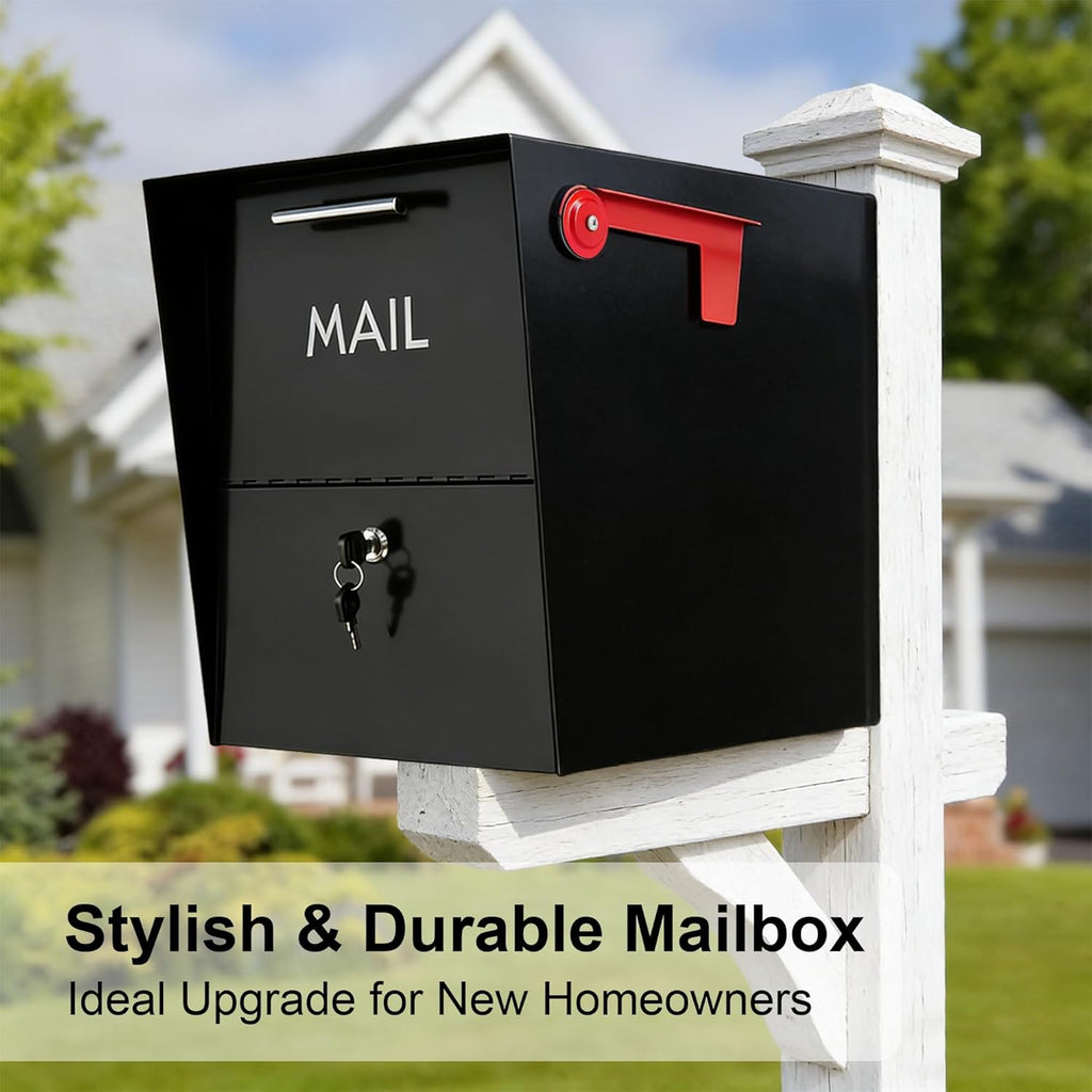 XL Post-Mount Mailbox, Weather Resistant, Large Outdoor Mailboxes, Galvanized Steel Heavy Duty Mailbox