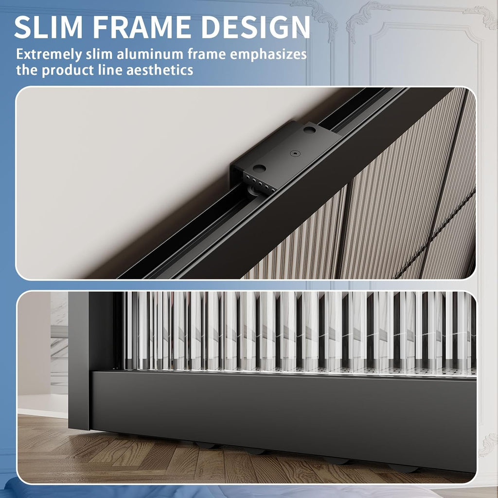 40" x 87" Fluted Glass Barn Door, Concealed Sliding Barn Door with Soft Close, Waterproof Modern Sli