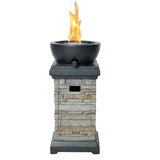 Propane Fire Pit Table 28 Inch 50,000BTU Rectangle Gas Fire Pit with Glass Wind Guard