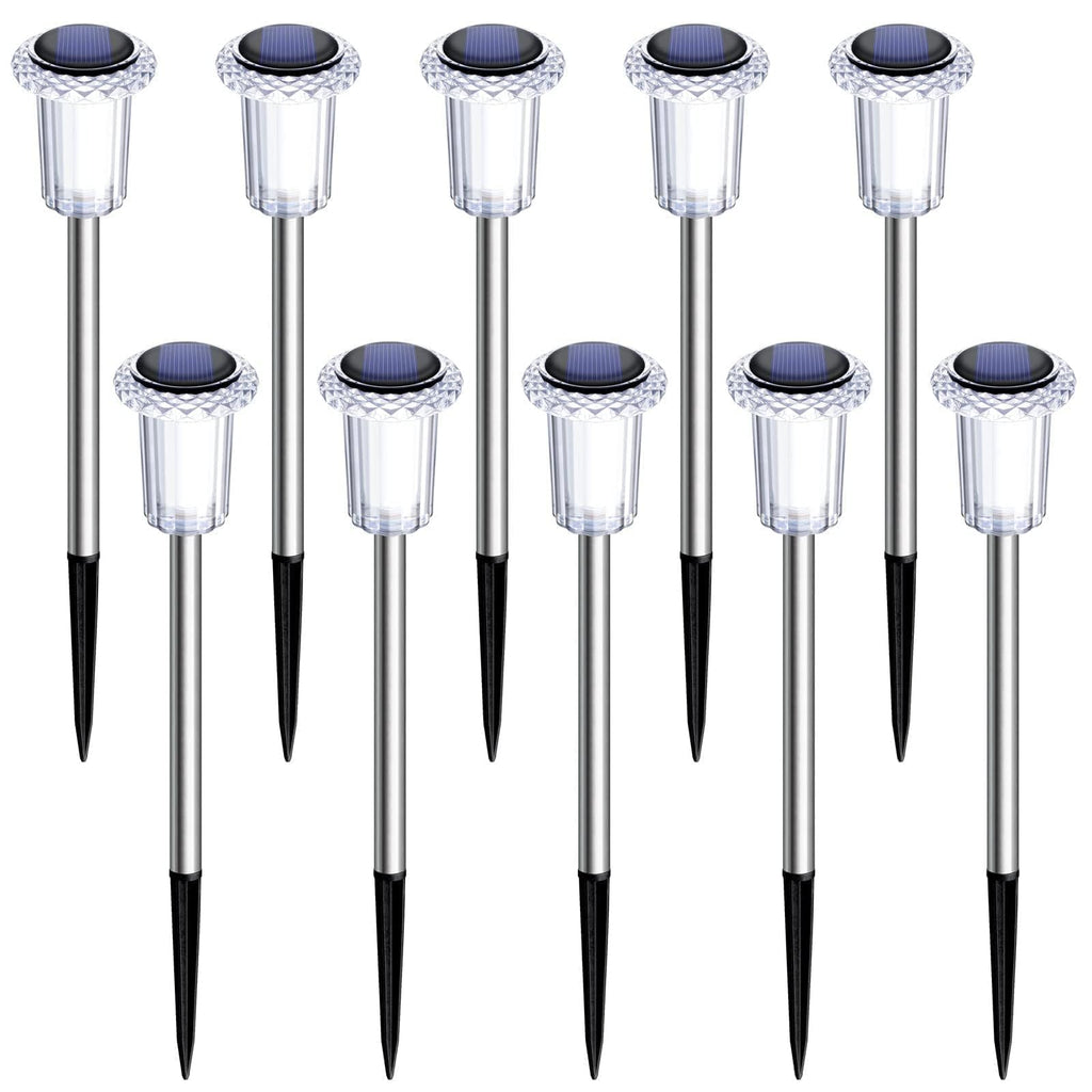 Solar Lights Outdoor Waterproof 10 Pack Pathway Lights Cool White