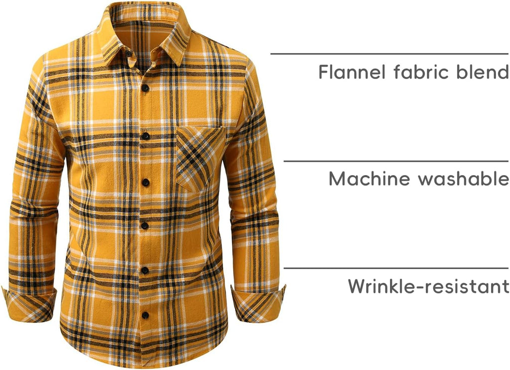 Boys Flannel Shirts Long Sleeve Plaid Button Down Shirt