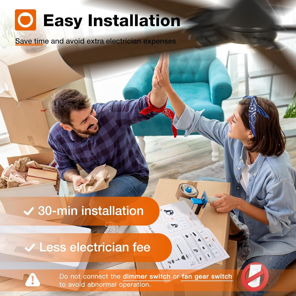 Ceiling Fans with Lights, 52 inch Low Profile Ceiling Fan with Light and Remote Control, Flush Mount, Reversible, 3CCT, Dimmable, Noiseless, Black Ceiling Fan for Bedroom, Indoor/Outdoor Use A103-B0CLNJNKMW