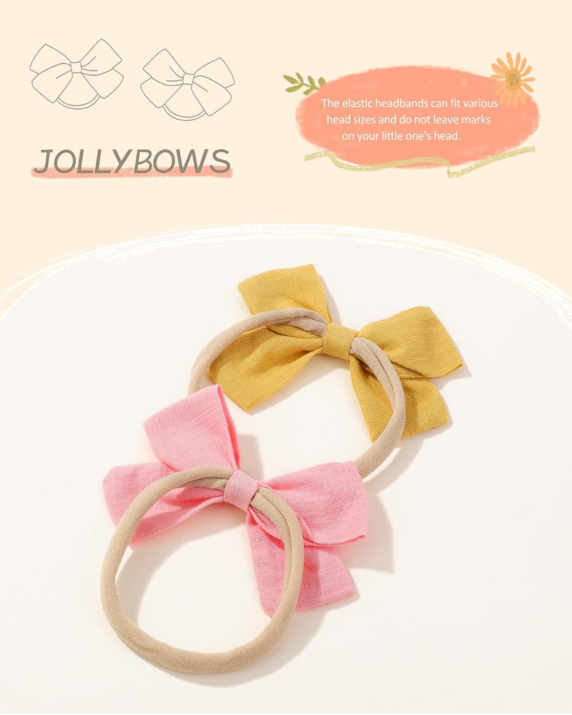 20pcs Baby Girls Nylon Hair Bows Headbands Linen Hair Bands