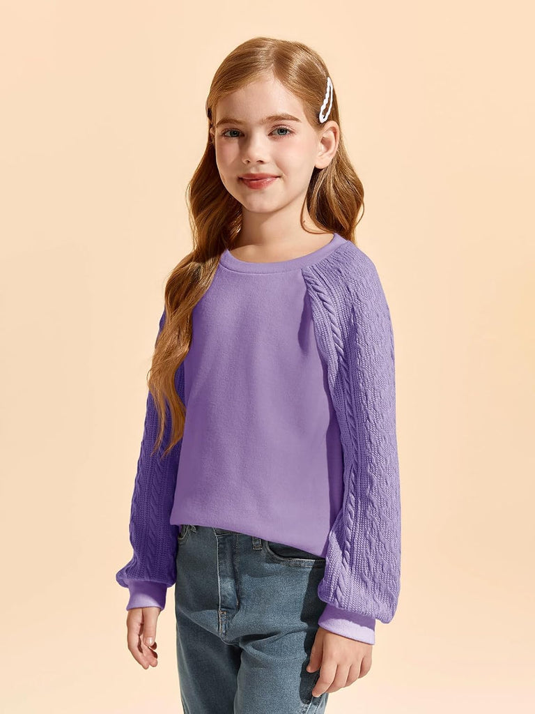 Girls Sweatshirts Kids Casual Cable Knit Long Sleeve Shirts