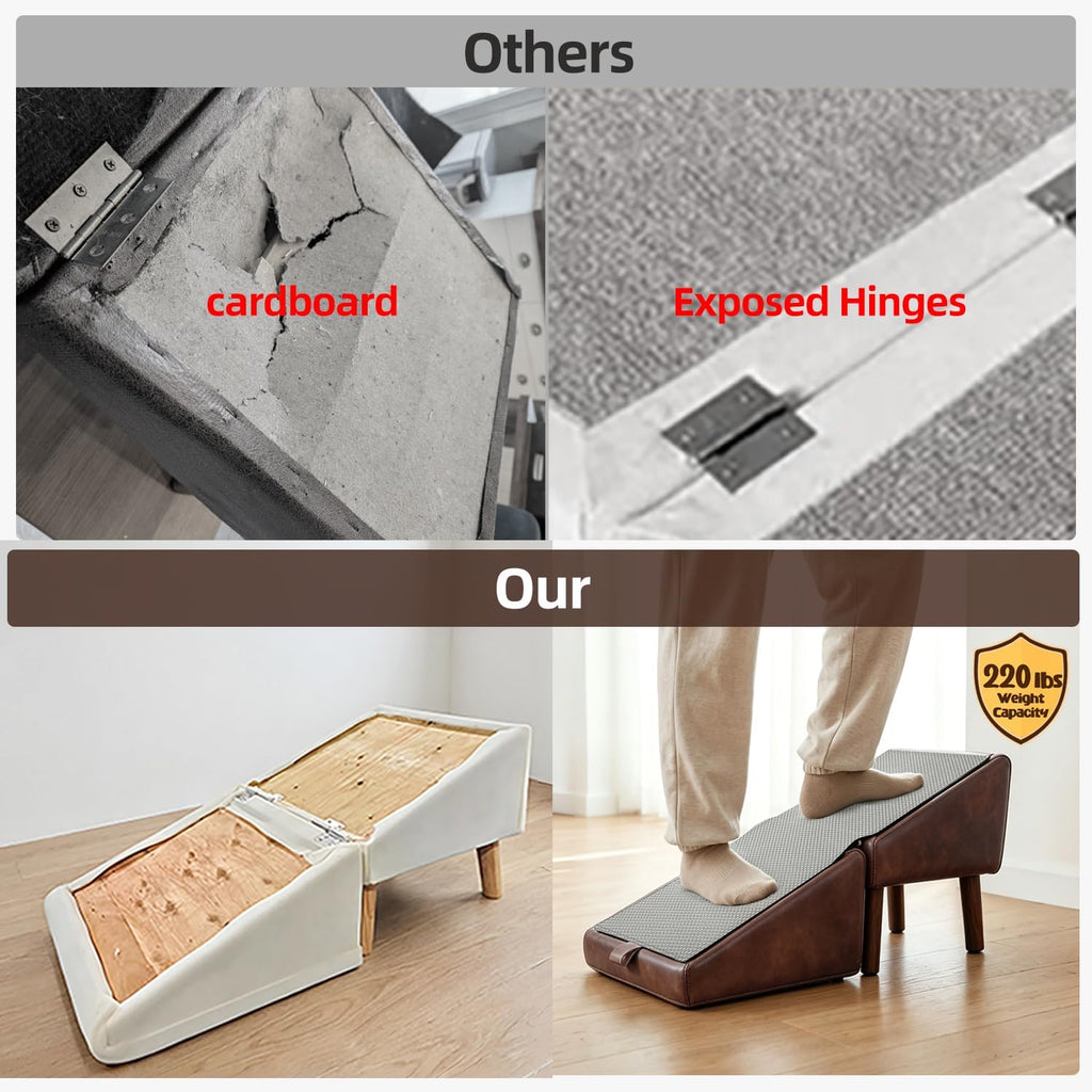 Dog Ramp for Couch, Wooden 15.5" H Dog Stairs for Small/Medium-Sized Dogs and Cats, Washable Non-Slip Silicone
