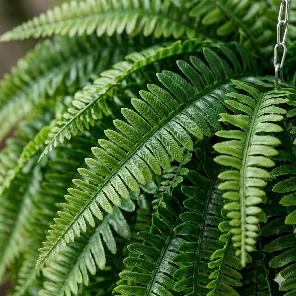 2 Sets Artificial Hanging Fern with Baskets for Outdoor