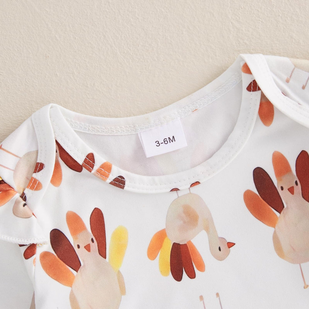 My First Thanksgiving Baby Girl Outfit Newborn Turkey Romper And Corduroy Skirt Little Turkey Dress Outfits (Little