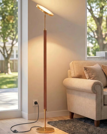 Wood LED Torchiere Floor Lamp with Remote, 3000LM Dimmable