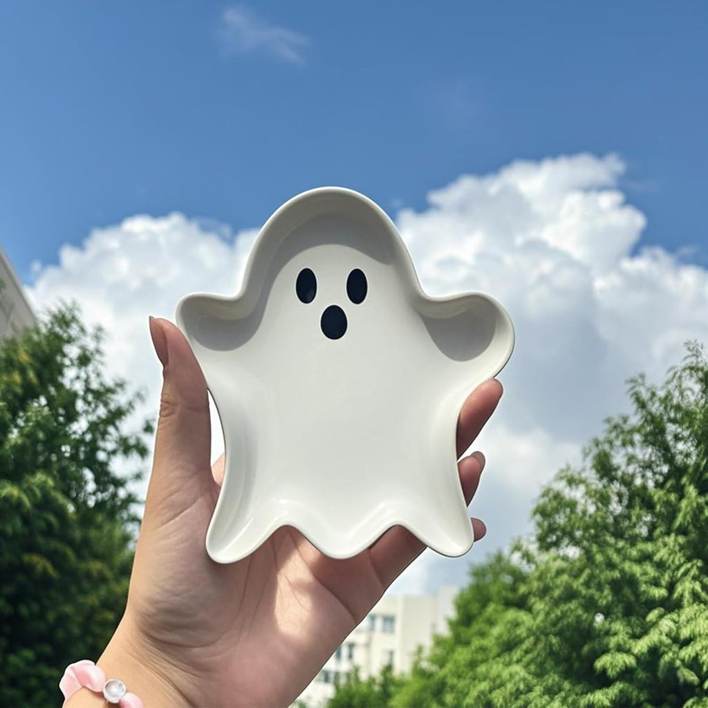 Jewelry Dish Tray for Women,Cute Ghost Ceramic Tray Jewelry Storage Tray,Small Decorative Trinket Dish for Suitable