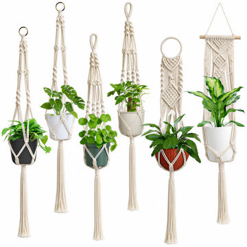 6 Pack Macrame Plant Hangers, Hanging Planters for Indoor Plants