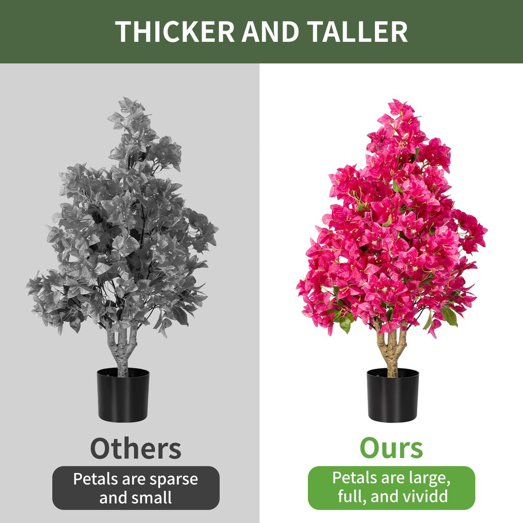 2Pack Artificial Bougainvillea Tree, Faux Silk Floral Tree Bougainvillea Plant with Flowers, Faux UV Resistant Shurbs