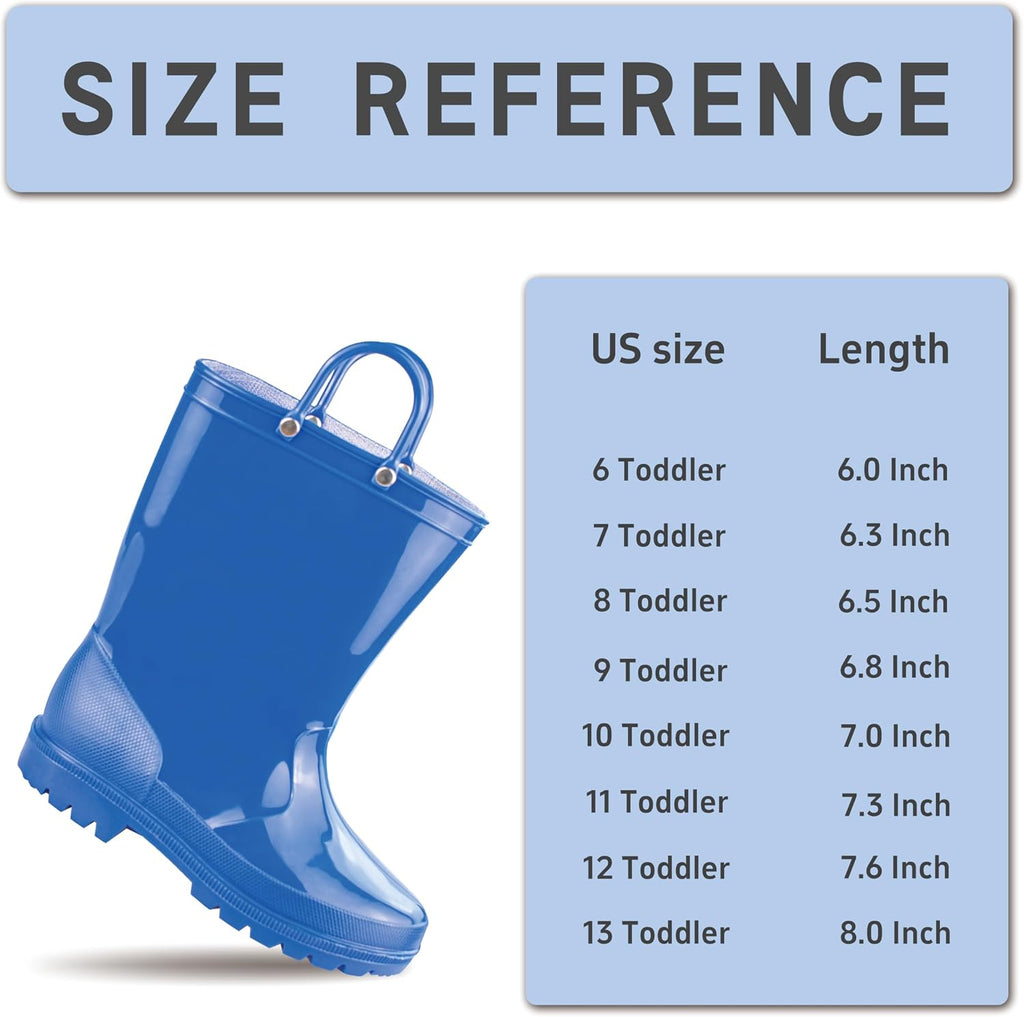 Children's Rain Boots with Easy-On Handles, Waterproof Outdoor Boots for Girls and Boys, Perfect for School and Play
