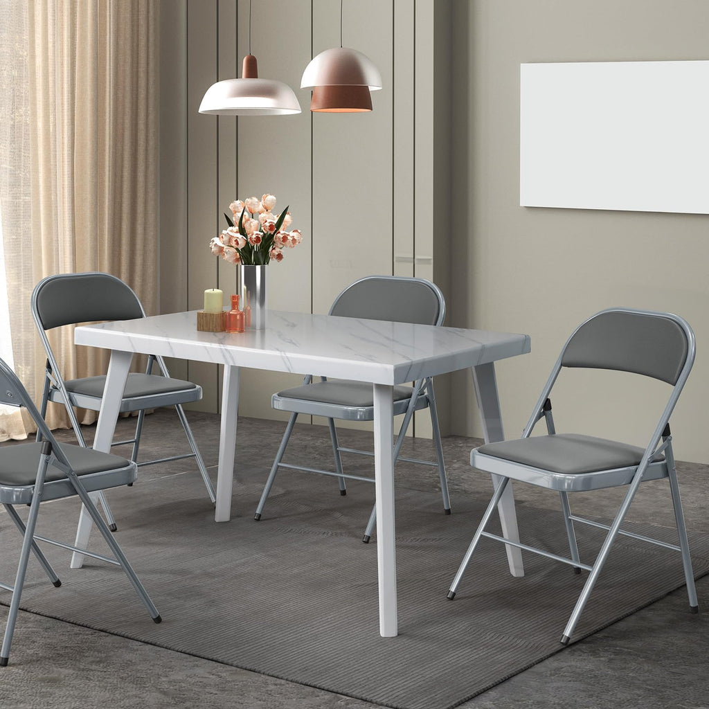20 Pack Folding Chairs with Padded Seats, Metal Frame with Pu Leather Seat & Back, Capacity 350 lbs, Gray