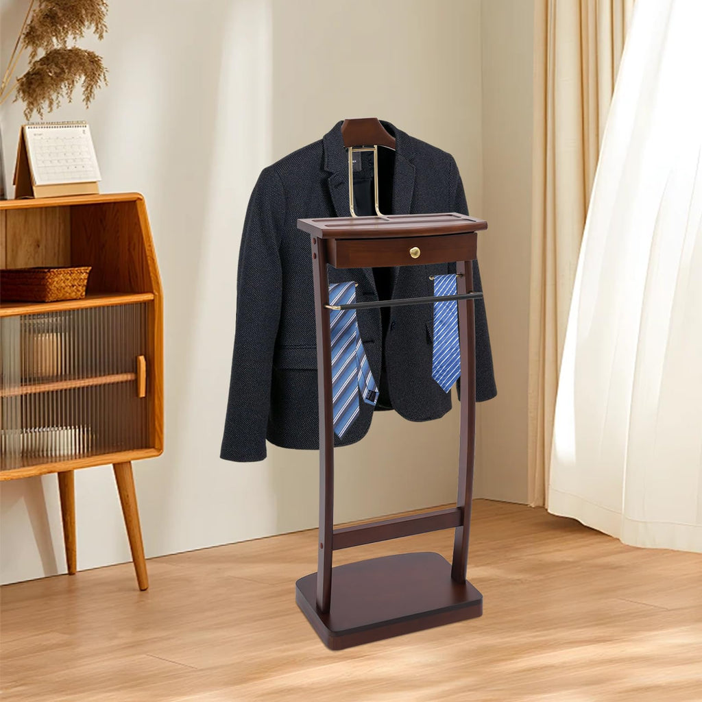 Valet Stand for Man and Women, Wood Suit Rack Suit Valet Stand