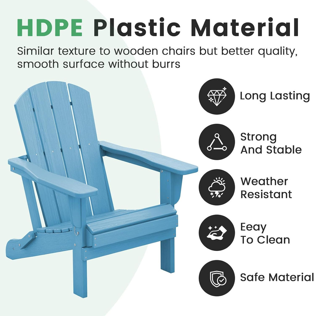 Outdoor Patio Chair, HDPE Plastic Adirondack Chair(2PC)