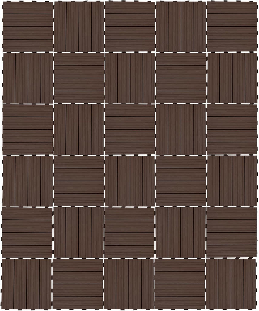 Interlocking Deck Tiles, 30Pcs 11.8"x11.8" Outdoor Water-Repellent Flooring Tiles Plastic Interlocking Patio Deck Tiles