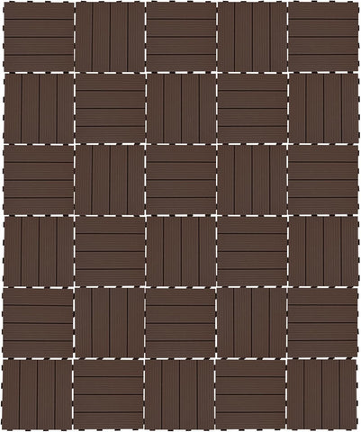 Interlocking Deck Tiles, 30Pcs 11.8"x11.8" Outdoor Water-Repellent Flooring Tiles Plastic Interlocking Patio Deck Tiles