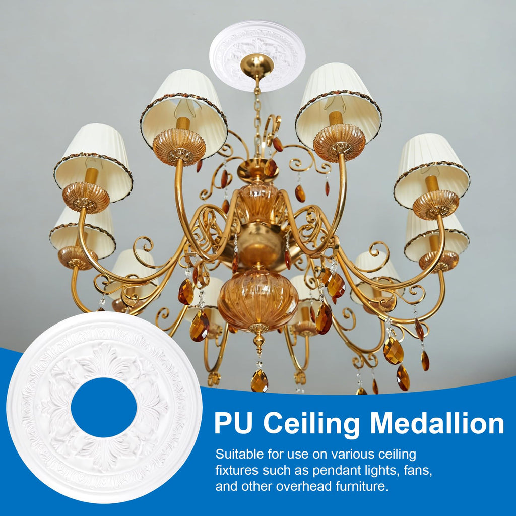 1Pack Split Lighting PU Ceiling Medallion Ceiling Cover Plate Ceilings Fan Medallion Home for Light Fixtures Ceilings