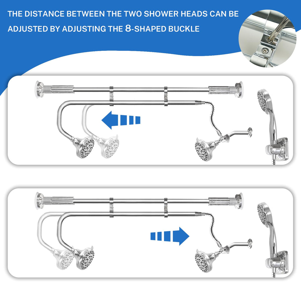 Tandem Shower, Dual Shower Heads for Couples with Handheld head