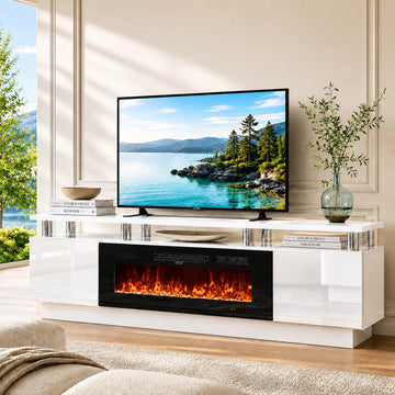 70" TV Stand & Entertainment Center, Media Console with Storage Shelves, Fits TVs up to 80", Modern Living Room