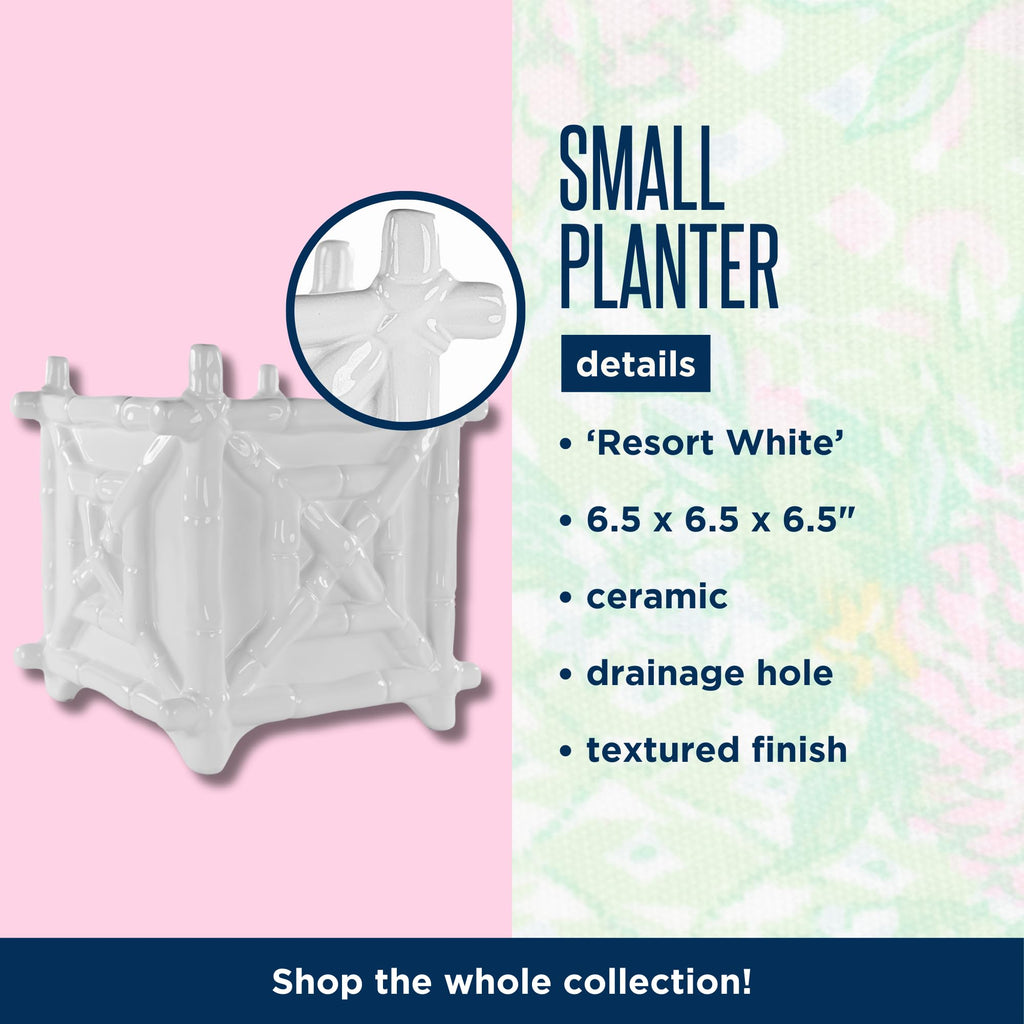 Square Ceramic Planter, Resort White Bamboo