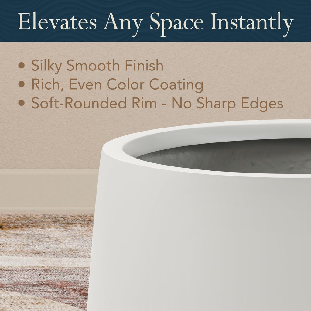 23.1" - Tall Large Conico Fiberstone Outdoor Planter - Light Gray
