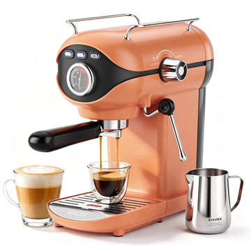Espresso Machine, Compact Espresso Maker with Milk Frother, Orange