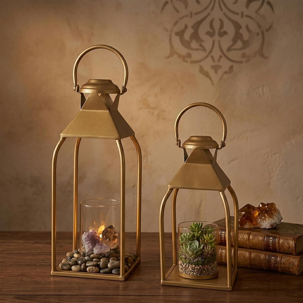 Decorative Metal Lanterns Indoor Outdoor, Candle Holder for Porch, Patio, Fireplace, Floor, Wedding, Christmas, Fall