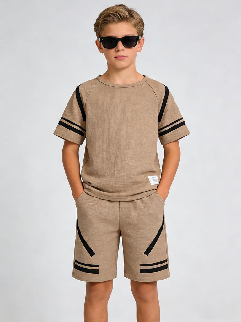 Tween Boys Clothes Summer Simple Print T-Shirt And Shorts Set 2 Pieces Teen Trendy Outfits