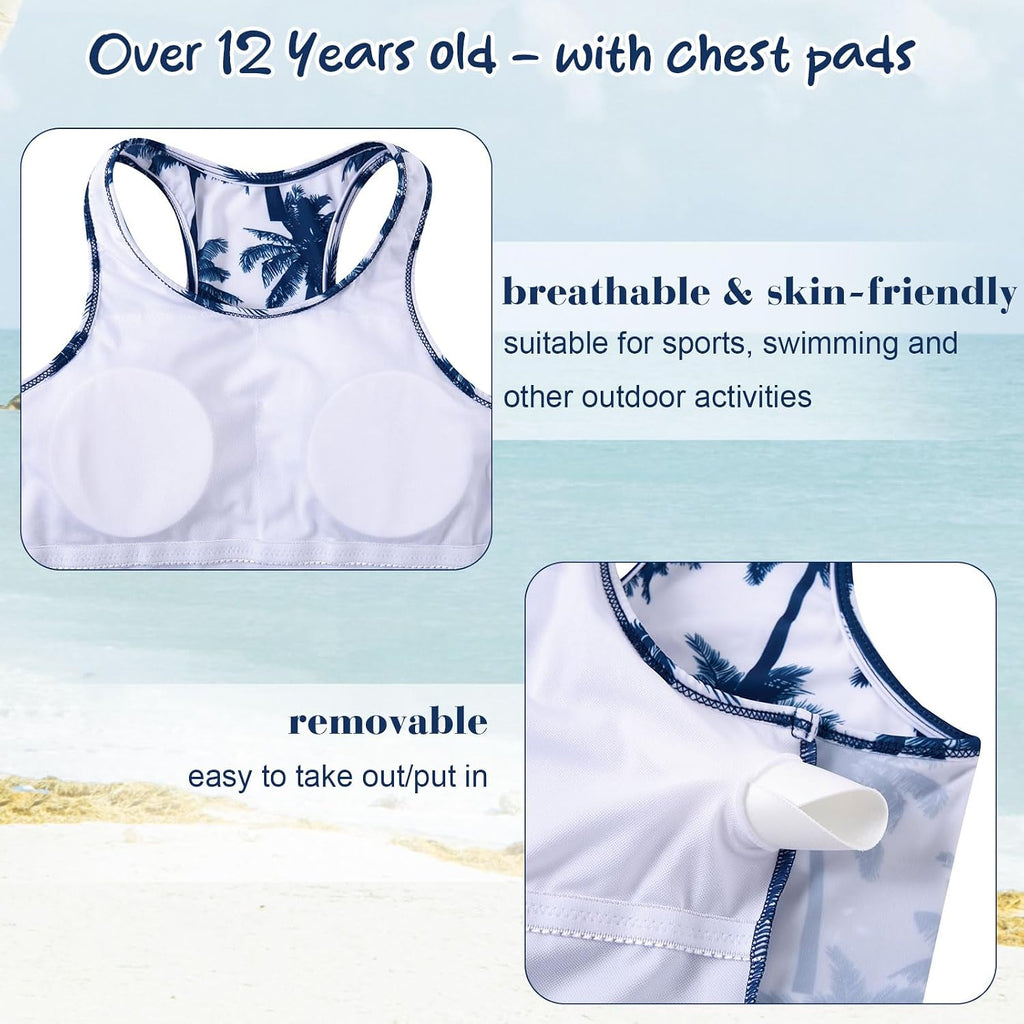 Teen Girls Tankini Swimsuit 3 Piece Bathing Suit with Shorts