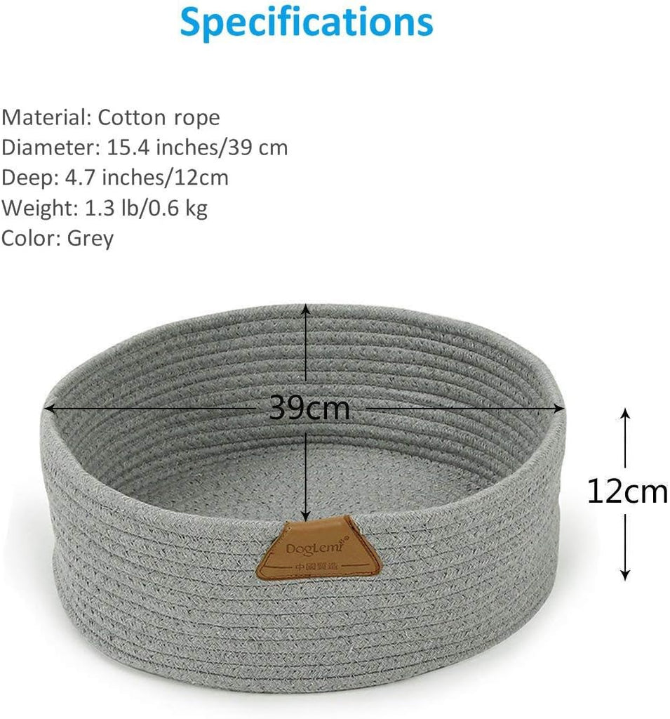 Cat Bed Basket Nest Round Cotton Rope Woven Warm Medium, Pet Sleeping Bed House Cute Fun Scratcher Scratching Scratch