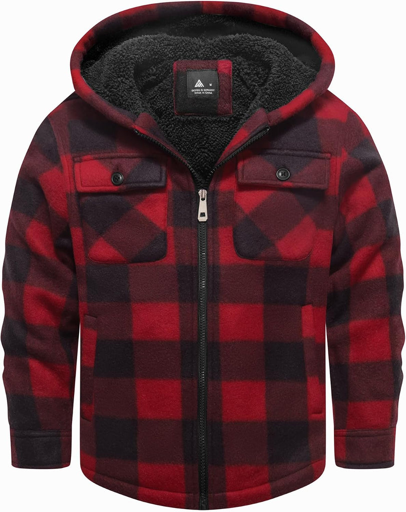 Boys Girls Flannel Fleece Jackets Sherpa Lined Hoodies