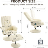 Modern Reclining Swivel Lounge Chair and Ottoman — White