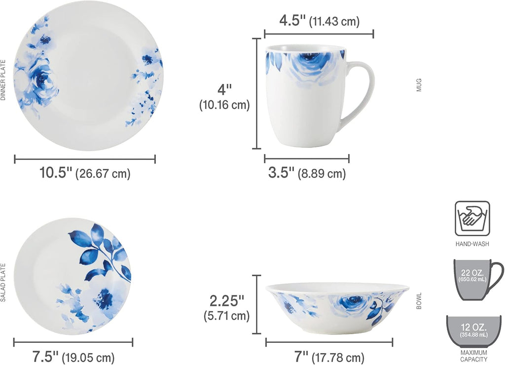 Fitz and Floyd Bloom 32-Piece Dinnerware Set, Service for 8, Bloom Pattern
