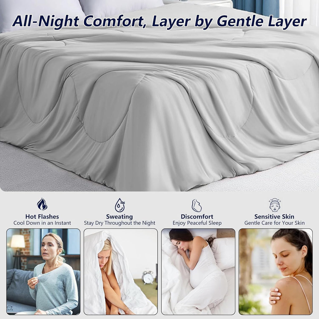 Cooling Comforter Queen Size, Cooling Blanket for Hot Sleepers, Breathable Ice Blanket Q-Max > 0.4, All-Season