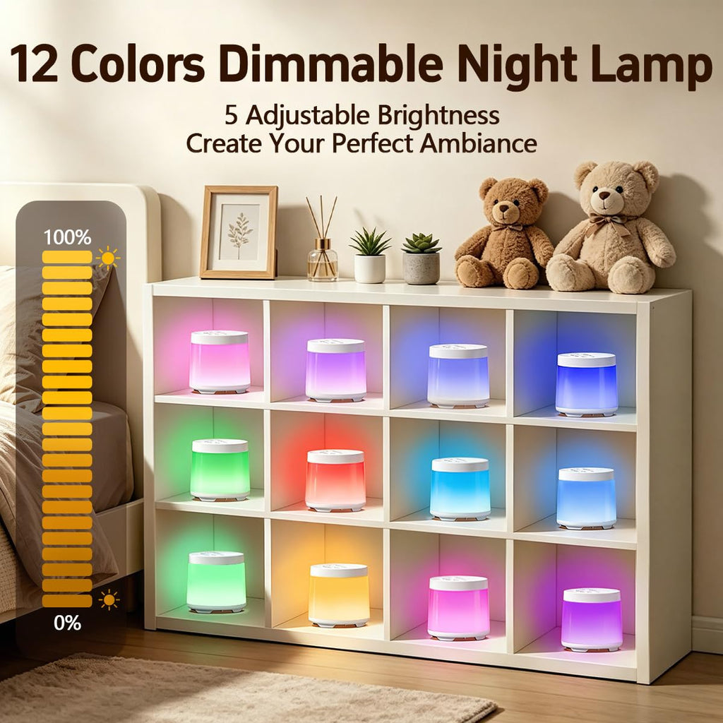 Rechargeable Nursery Night Light Sound White Noise Machine for Baby Kids Adults with Sounds 30 Sleeping Sounds 12