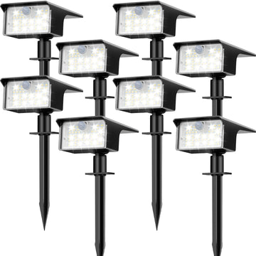 8 Pack 62 LED Solar Spot Lights Outdoor Motion Sensor with 3 Modes