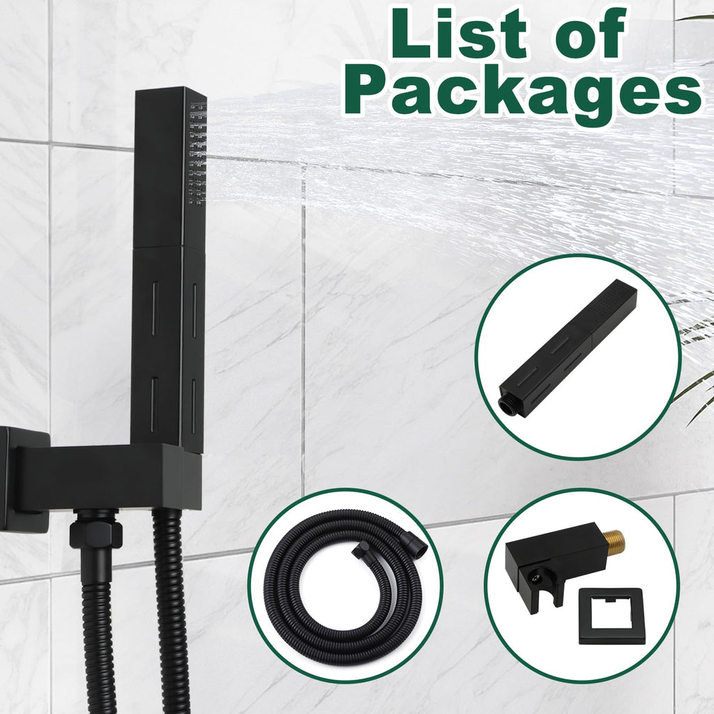Matte Black Brass 2 in 1 Function Handheld Shower Sprayer Head with 59" Long Flexible Hose Attachment and Adjustable