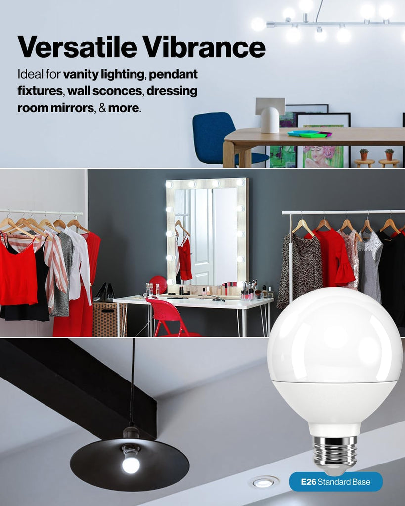 G25 LED Light Bulbs, Globe Vanity Lights for Bathroom High Output, 1000 LM, 11W (100W Equivalent), 5000K Daylight