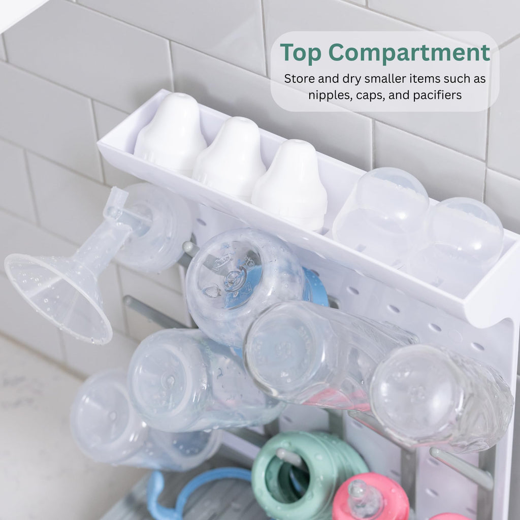Baby Bottle Drying Rack - Large Vertical Bottle Dryer for 15 Bottles, Space-Saving Countertop Rack for Baby Bottles &