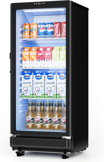 6 Cu.Ft Commercial Refrigerators, Display Fridge with Double-Tempered Glass Door