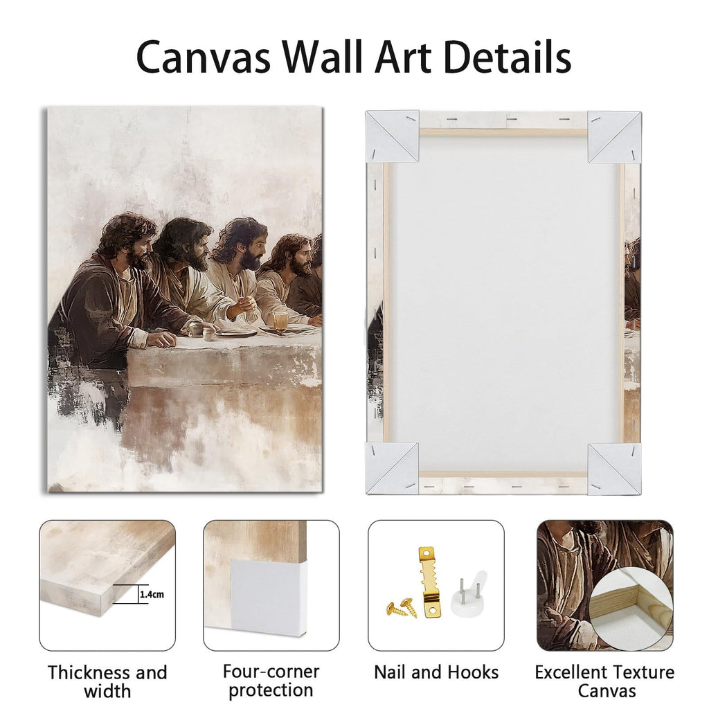 3Pcs Jesus Last Supper Framed Canvas Wall Art Prints 12"x16"