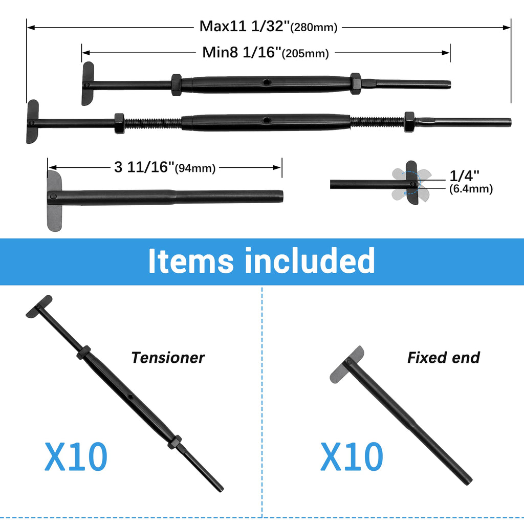 Black Cable Railing Hardware Kit, 10 Pairs