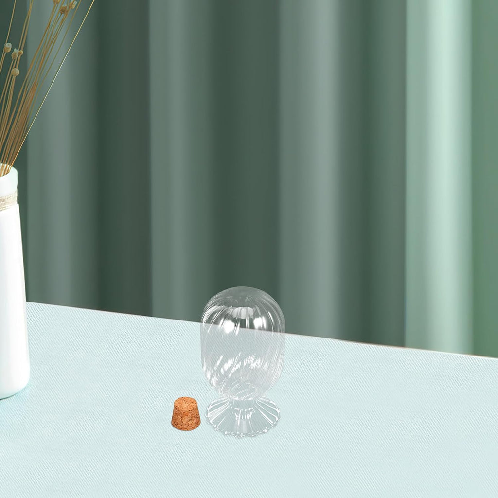 Glass Match Cloche Jar with Cork Stopper Helix Shaped Glass Canister for Decorative Matchstick Display and Storage