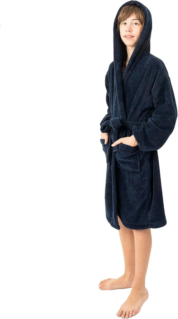 Boys Kids Microfiber Fleece Hooded Robe